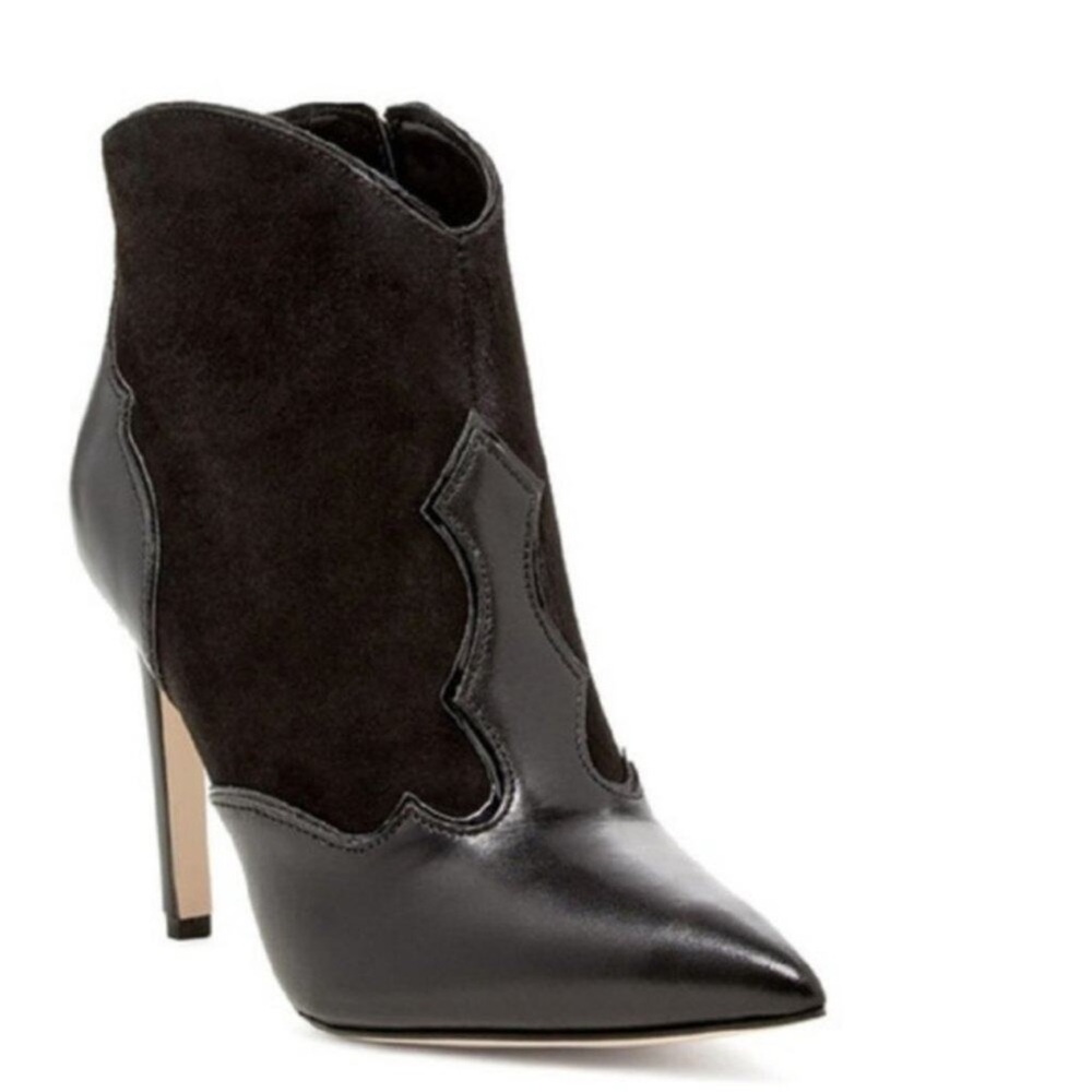 Sam Edelman Black Leather and Suede Heeled Boots